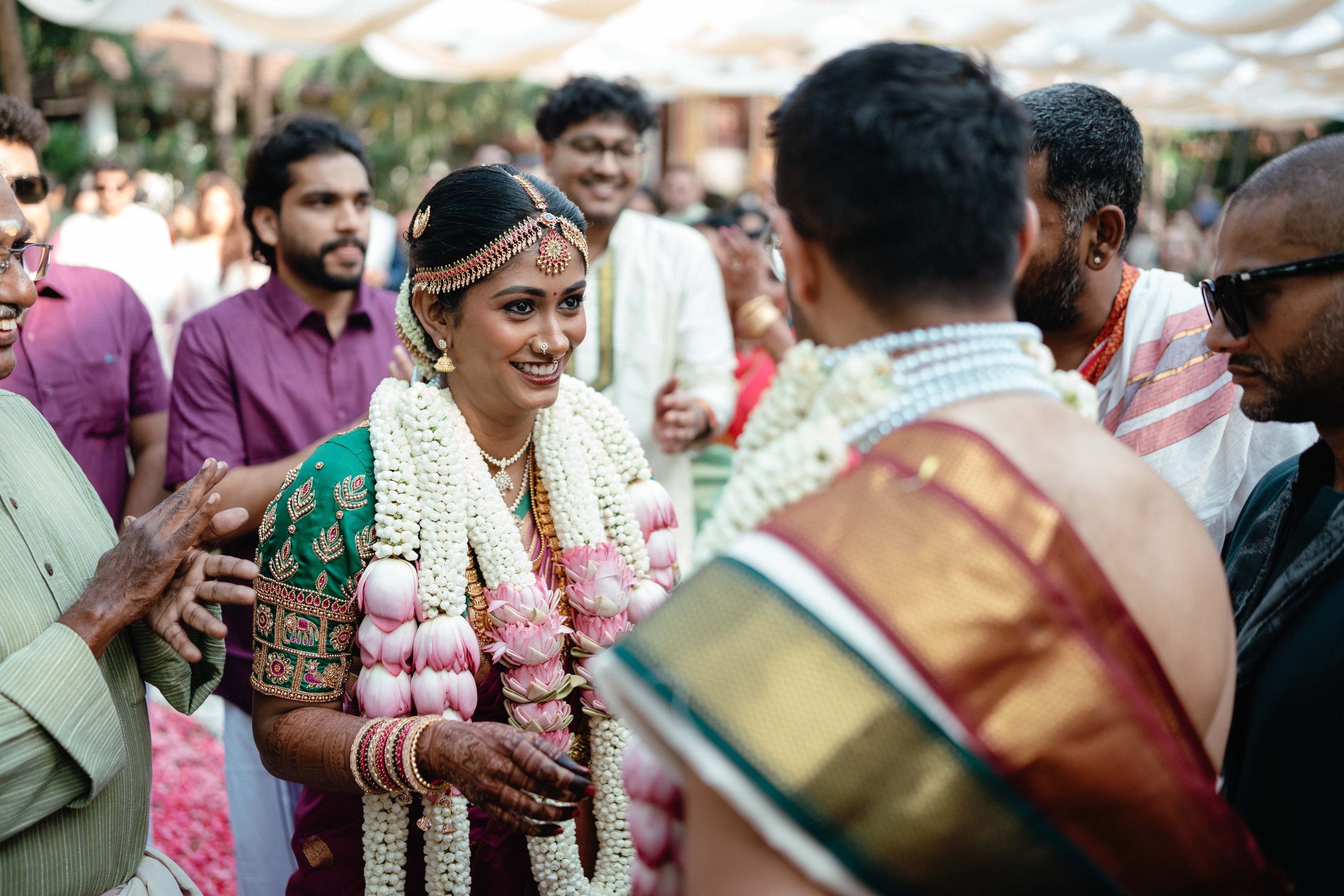 The bride among her family during the ceremony